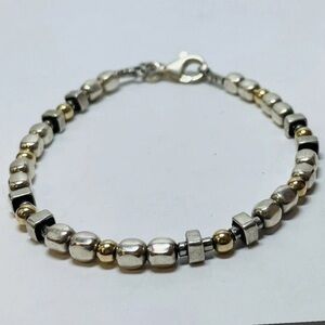 Silpada Vintage Sterling Silver 14K Gold Overlay Beaded Bracelet
